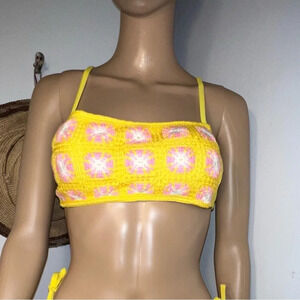 Wild fable, XS crochet knit tube, bikini crisscross, adjustable string top